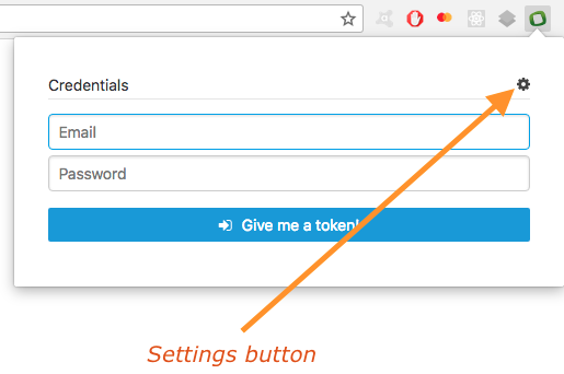 Settings button of the extension