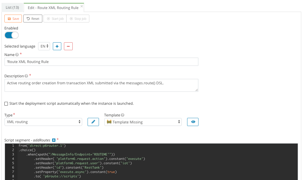 Edit a route deployment script