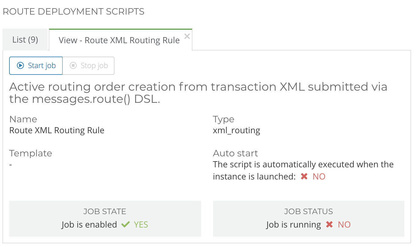 View a route deployment script