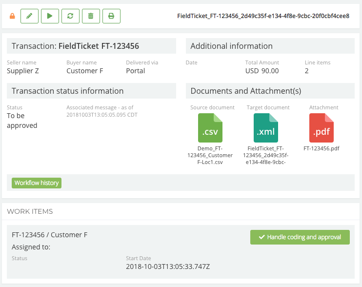 Display a transaction