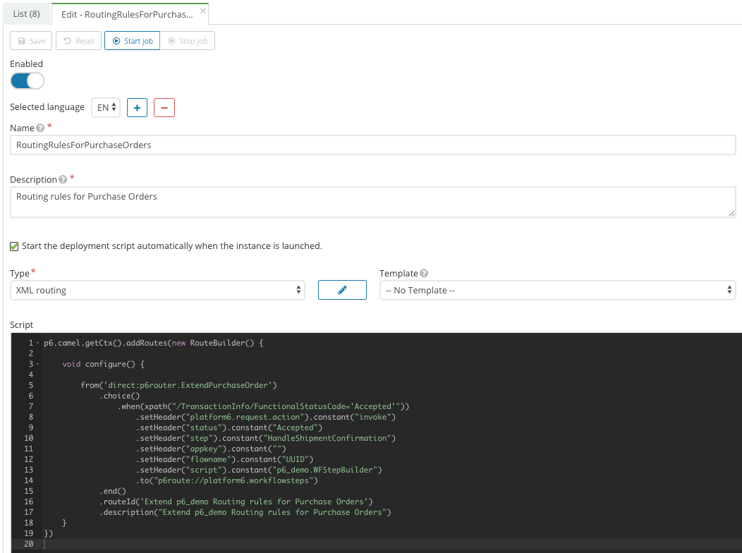 Route deployment script for approved POs