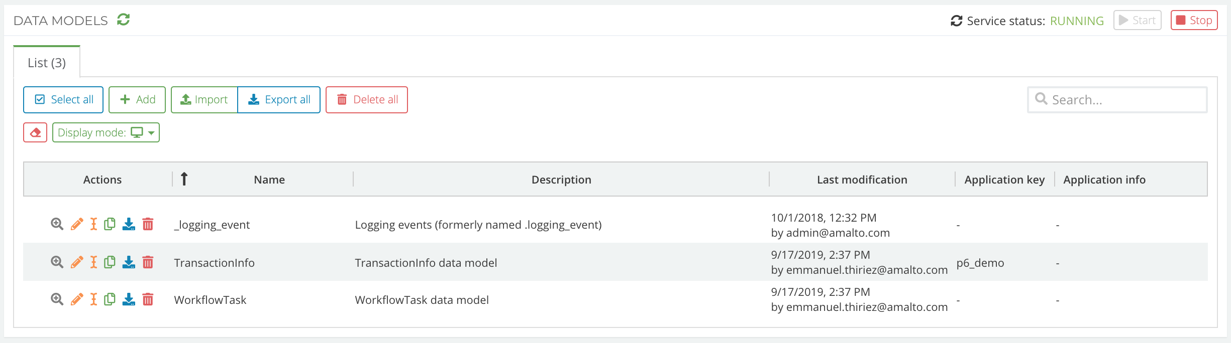 List data models